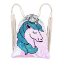 Kids Flip Sequin Unicorn Drawstring Backpack for Outdoor Sports